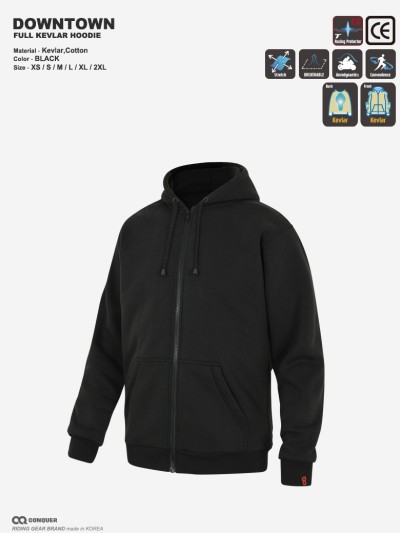 CQ KEVLAR HOODIE DOWNTOWN (컨쿼 케블라 다운타운 후드 블랙)