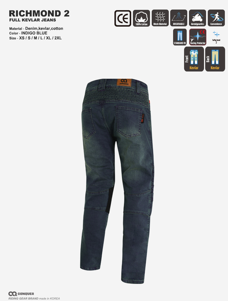 CQ RICHMOND 2 FULL KEVLAR JEANS(컨쿼 리치몬드 2 풀 케블라 라이딩진)