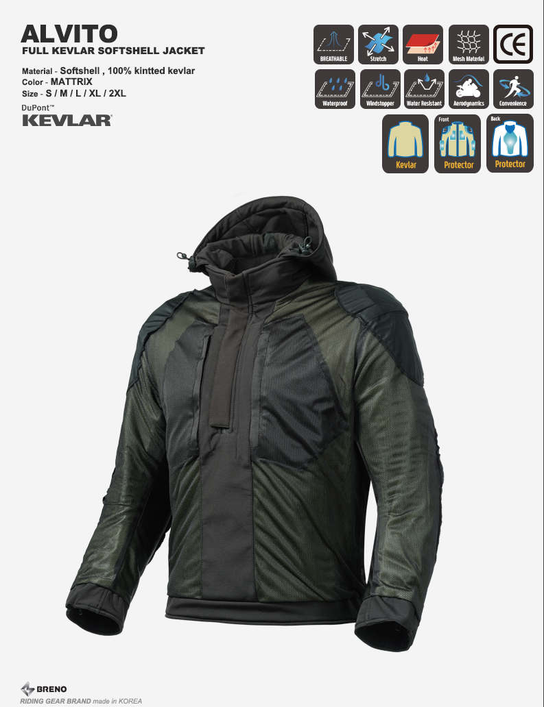 BRENO ALVITO FULL KEVLAR SOFTSHELL JACKET 매트릭스 (브레노 알비토 풀케블라 소프트쉘 자켓)