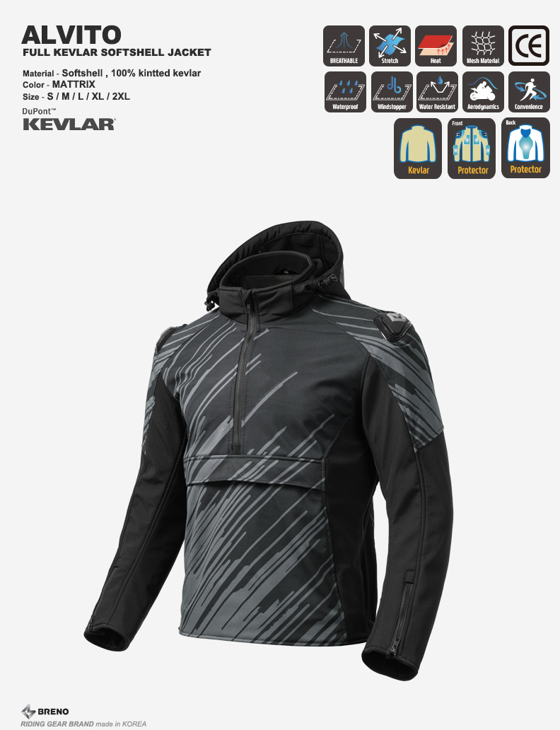 BRENO ALVITO FULL KEVLAR SOFTSHELL JACKET 매트릭스 (브레노 알비토 풀케블라 소프트쉘 자켓)