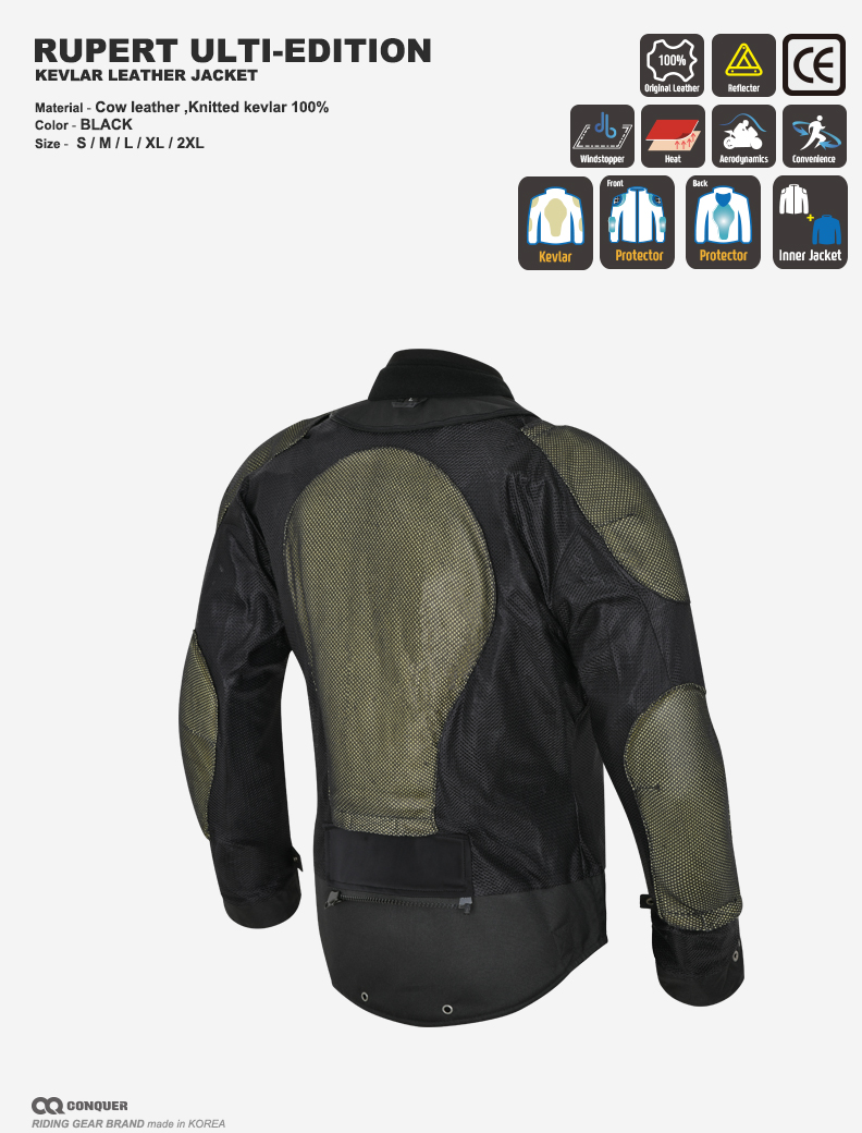 CQ CAMBIE ULTI-EDITION KEVLAR LEATHER MESH JACKET (컨쿼 캠비 얼티-에디션 케블라 가죽 메쉬 자켓)