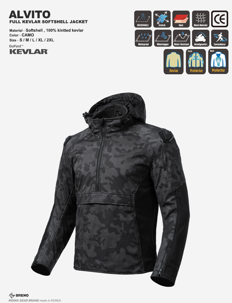 BRENO ALVITO FULL KEVLAR SOFTSHELL JACKET 카모 (브레노 알비토 풀케블라 소프트쉘 자켓)