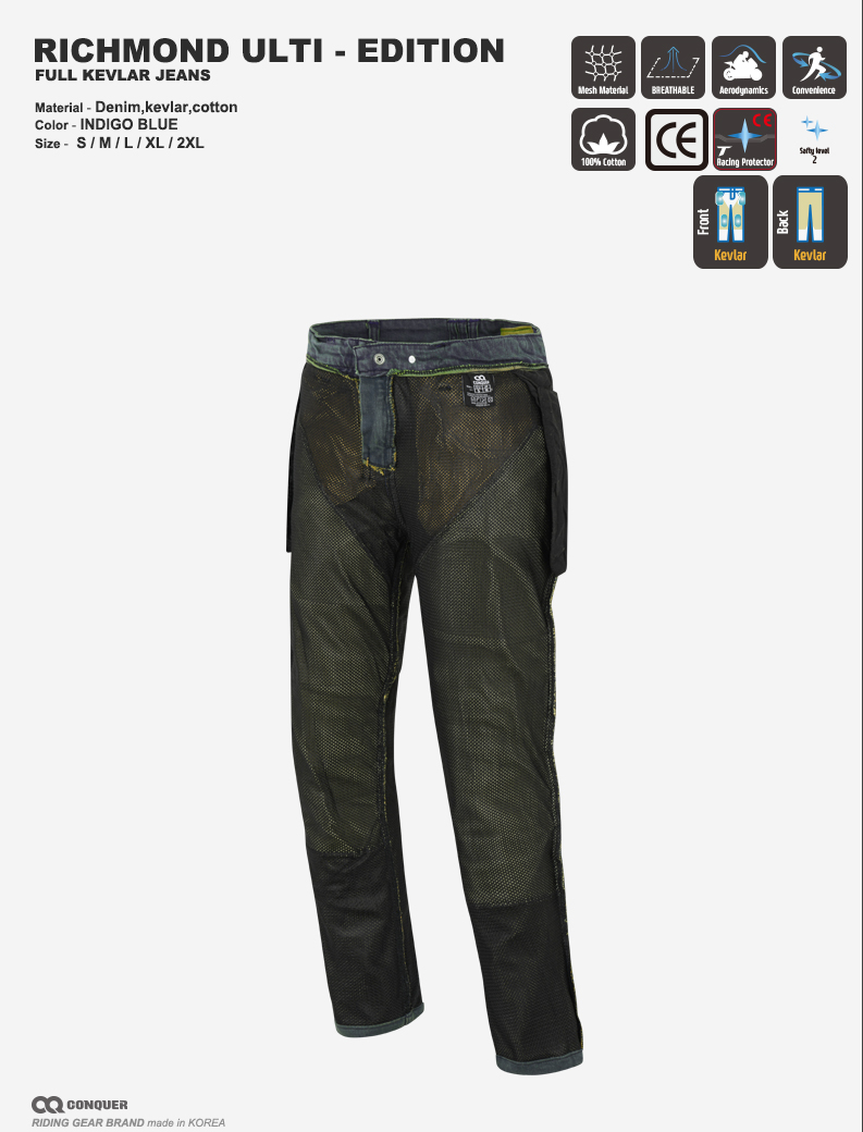 2024 CQ RICHMOND ULTI-EDITION FULL KEVLAR JEANS(컨쿼 리치몬드 얼티에디션 케블라 라이딩진)