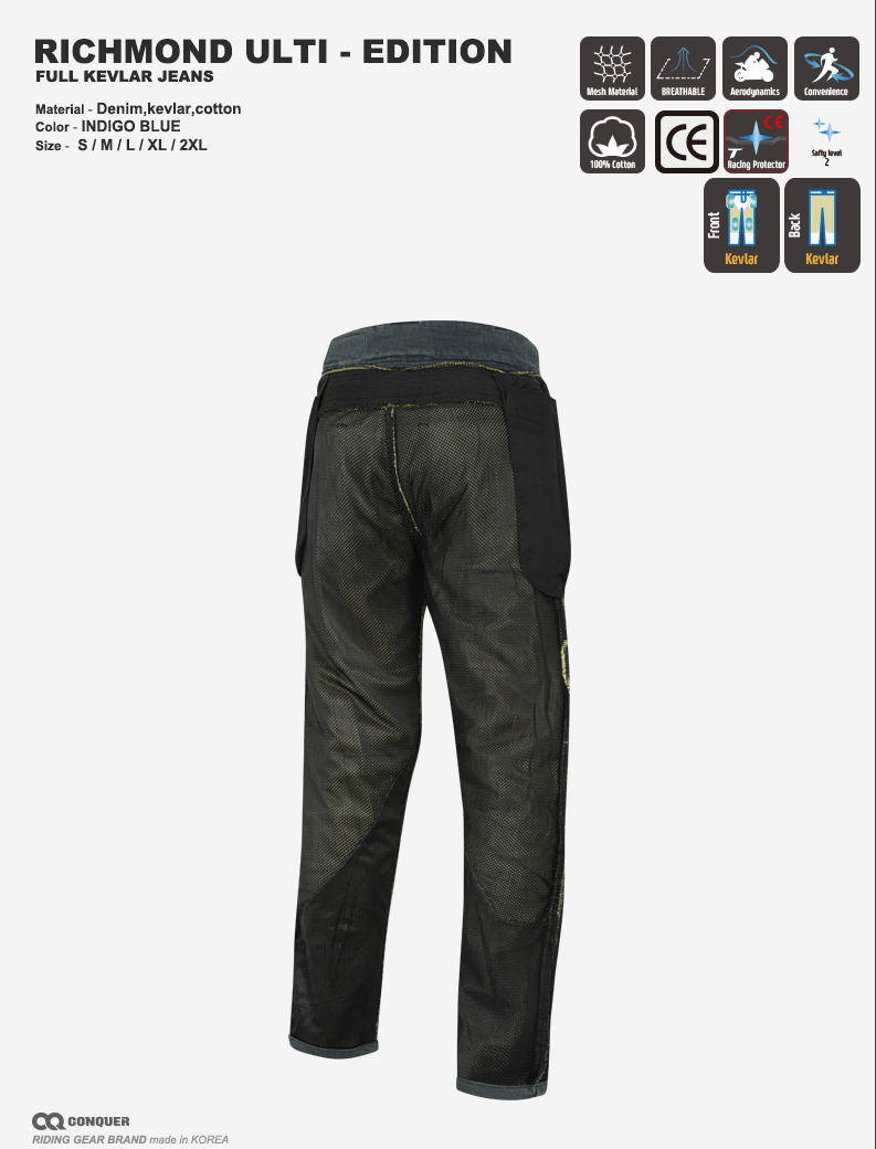 2024 CQ RICHMOND ULTI-EDITION FULL KEVLAR JEANS(컨쿼 리치몬드 얼티에디션 케블라 라이딩진)