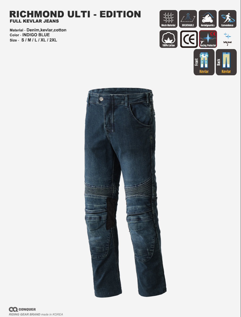 2024 CQ RICHMOND ULTI-EDITION FULL KEVLAR JEANS(컨쿼 리치몬드 얼티에디션 케블라 라이딩진)