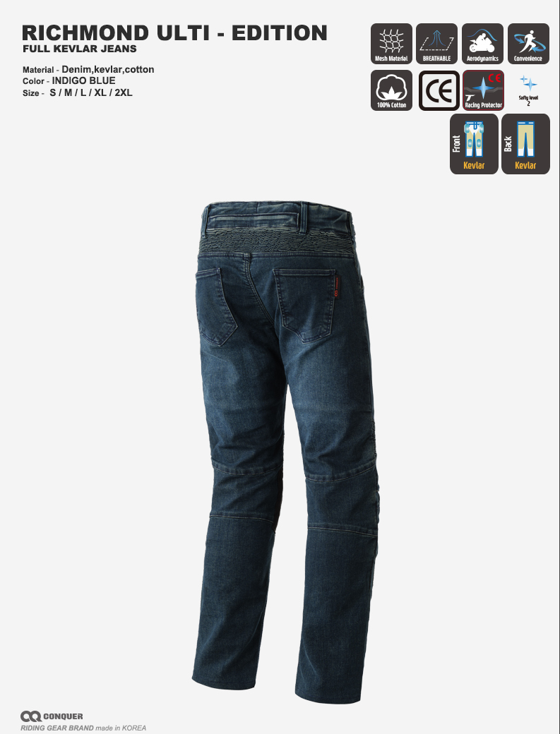 2024 CQ RICHMOND ULTI-EDITION FULL KEVLAR JEANS(컨쿼 리치몬드 얼티에디션 케블라 라이딩진)