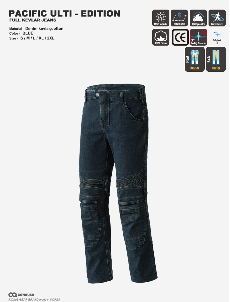 2024 CQ PACIFIC ULTI-EDITION FULL KEVLAR JEANS(컨쿼 퍼시픽 얼티에디션 케블라 라이딩진)