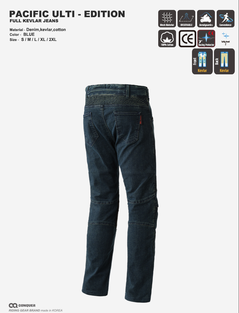 2024 CQ PACIFIC ULTI-EDITION FULL KEVLAR JEANS(컨쿼 퍼시픽 얼티에디션 케블라 라이딩진)