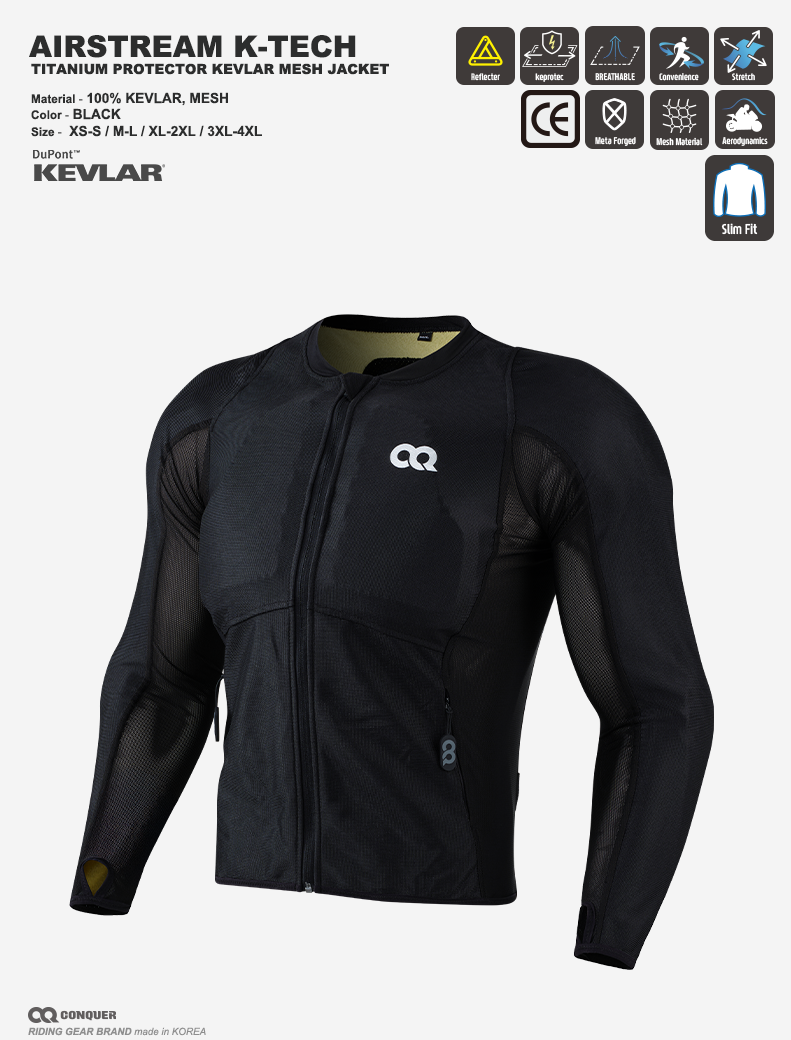 CQ AIRSTREAM K-TECH MESH JACKET (컨쿼 에어스트림 케이텍 케블라 메쉬 자켓)