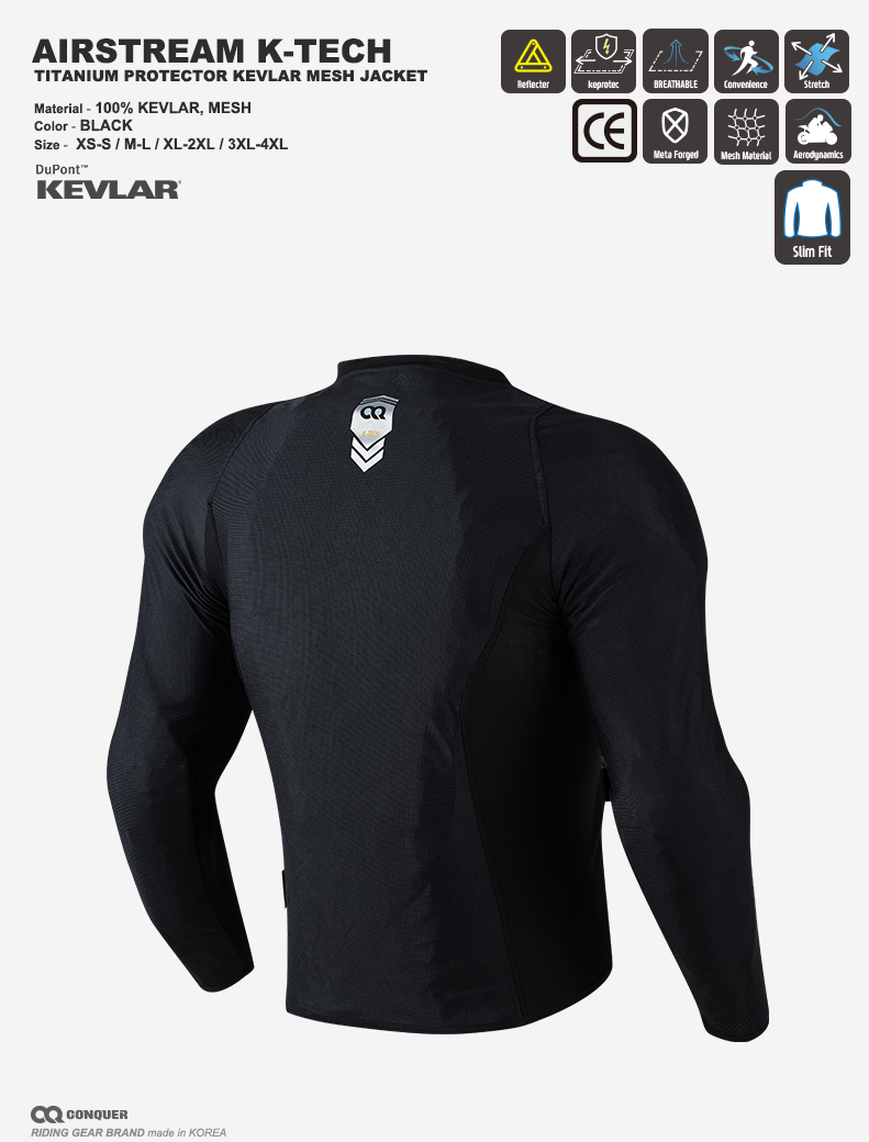 CQ AIRSTREAM K-TECH MESH JACKET (컨쿼 에어스트림 케이텍 케블라 메쉬 자켓)