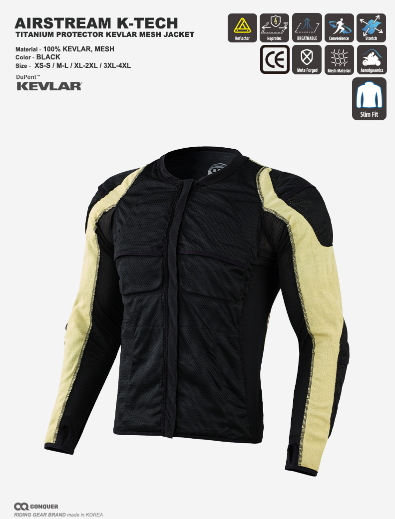 CQ AIRSTREAM K-TECH MESH JACKET (컨쿼 에어스트림 케이텍 케블라 메쉬 자켓)