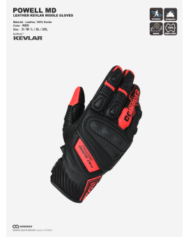 CQ POWELL KEVLAR MIDDLE GLOVES RED (파웰 미들 글러브 레드)