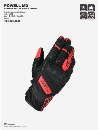 CQ POWELL KEVLAR MIDDLE GLOVES RED (파웰 미들 글러브 레드)