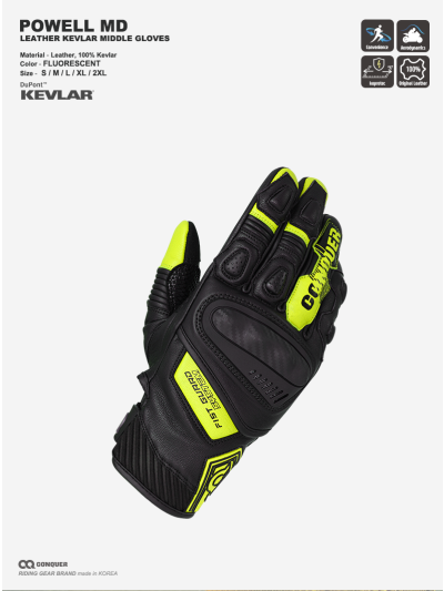 CQ POWELL KEVLAR MIDDLE GLOVES FLUORESCENT (파웰 미들 글러브 형광)