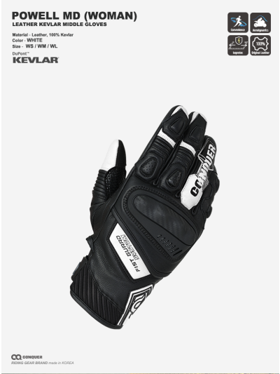 CQ POWELL KEVLAR MIDDLE GLOVES WOMEN WHITE (컨쿼 파웰 미들 글러브 여성 화이트)
