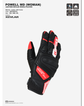 CQ POWELL KEVLAR MIDDLE GLOVES WOMEN RED/WHITE (컨쿼 파웰 미들 글러브 여성 레드/화이트)