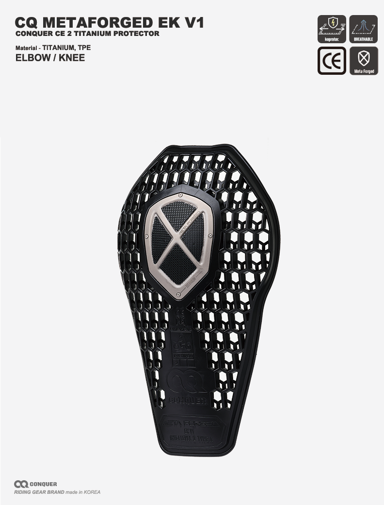 CQ CE LEVEL 2 METAFORGED EK V1 TITANIUM ELBOW/KNEE PROTECTOR (컨쿼 CE 레벨 2 메타포지드 티타늄 팔꿈치 무릎 프로텍터 1세트)