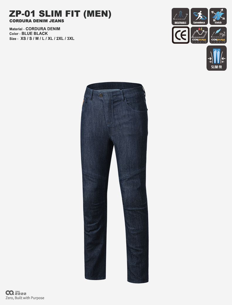 CQ ZERO ZP-01 SLIM FIT CORDURA DENIM JEANS BLUE BLACK (컨쿼 제로 슬림핏 코듀라 데님진 블루블랙)
