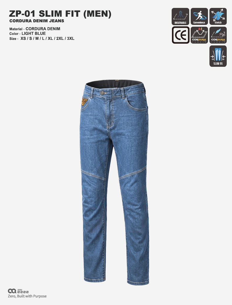 CQ ZERO ZP-01 SLIM FIT CORDURA DENIM JEANS LIGHT BLUE (컨쿼 제로 슬림핏 코듀라 데님진 라이트블루)