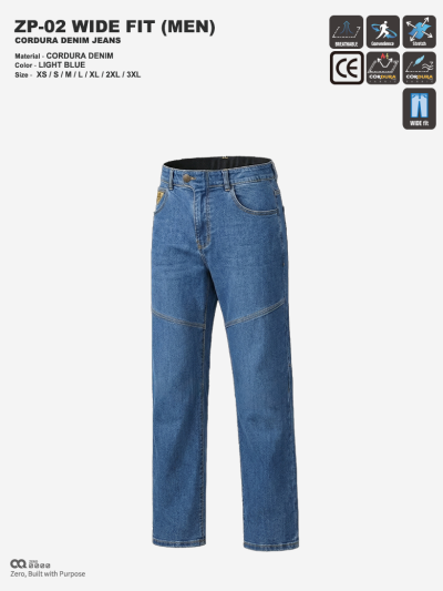 CQ ZERO ZP-02 WIDE FIT CORDURA DENIM JEANS LIGHT BLUE (컨쿼 제로 와이드핏 코듀라 데님진 라이트블루)