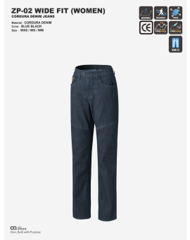 CQ ZERO ZP-02 WIDE FIT CORDURA DENIM JEANS WOMEN BLUE BLACK (컨쿼 제로 와이드핏 코듀라 데님진 여성 블루블랙)