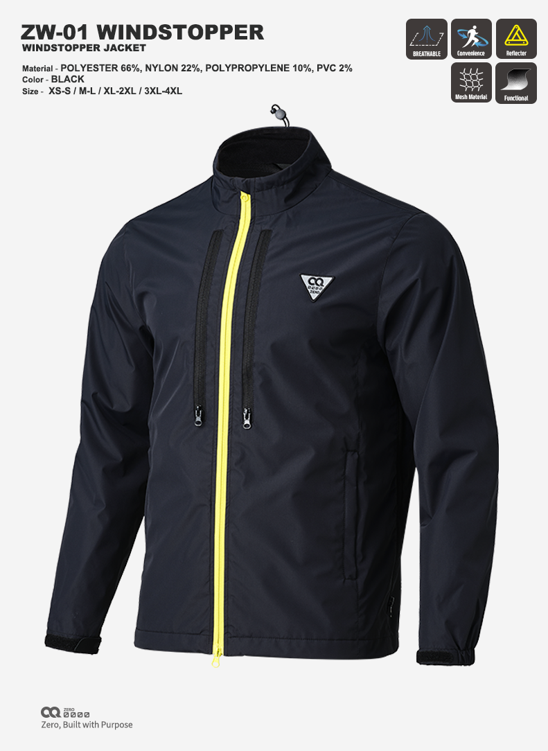 CQ ZERO ZW-01 WINDSTOPPER JACKET - BLACK (컨쿼 제로 ZW-01 윈드스토퍼 자켓 블랙)