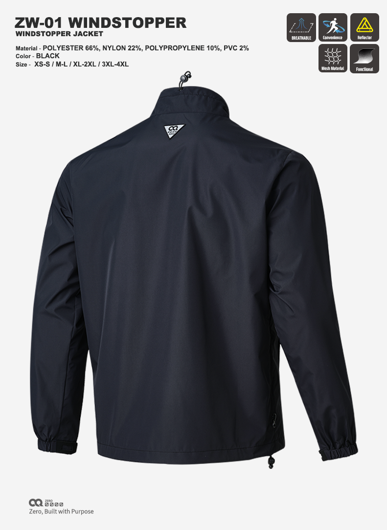 CQ ZERO ZW-01 WINDSTOPPER JACKET - BLACK (컨쿼 제로 ZW-01 윈드스토퍼 자켓 블랙)
