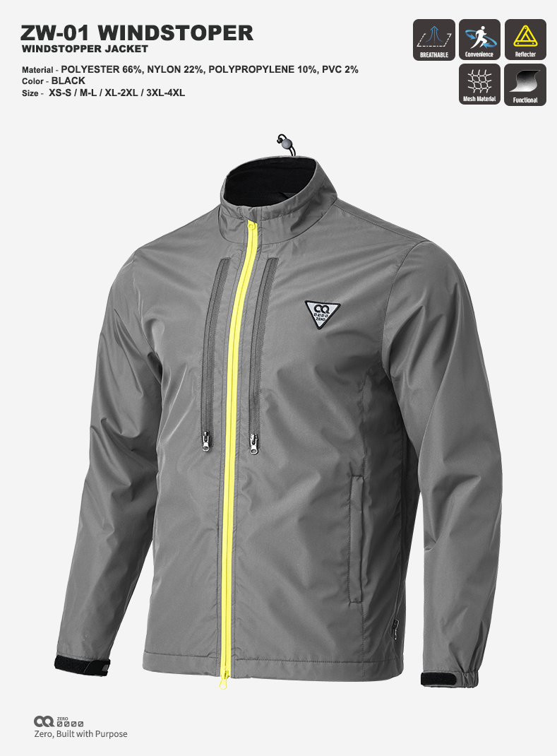 CQ ZERO ZW-01 WINDSTOPPER JACKET - GRAY (컨쿼 제로 ZW-01 윈드스토퍼 자켓 그레이)