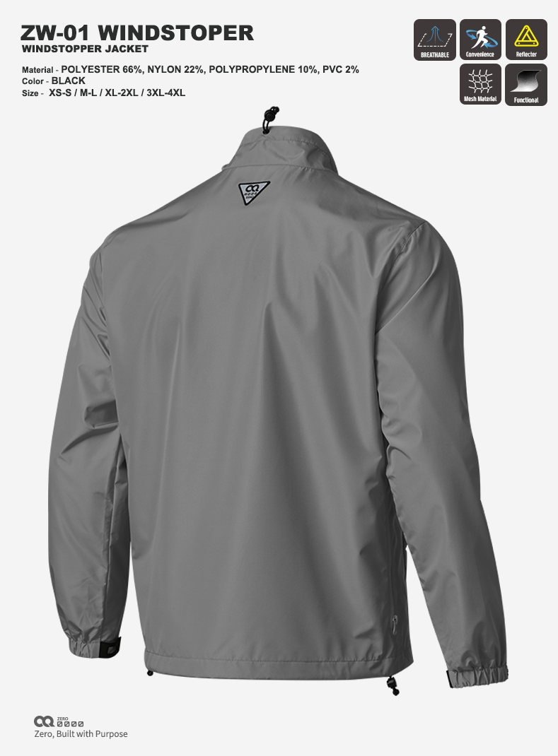 CQ ZERO ZW-01 WINDSTOPPER JACKET - GRAY (컨쿼 제로 ZW-01 윈드스토퍼 자켓 그레이)