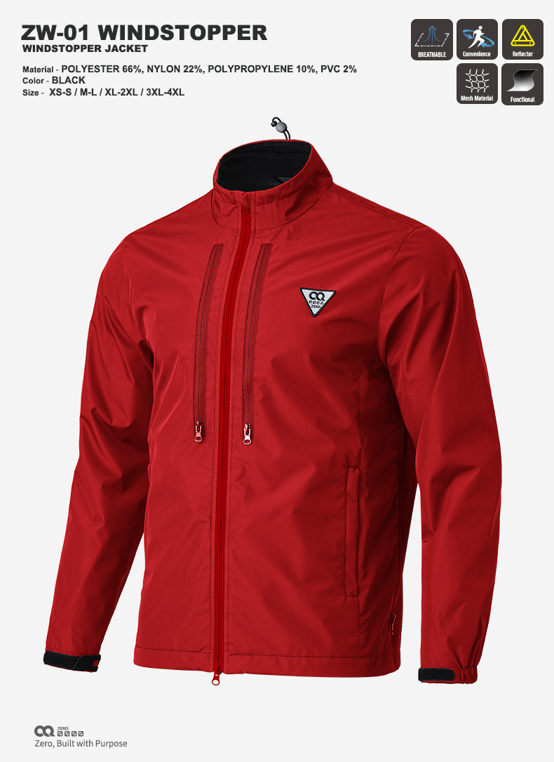 CQ ZERO ZW-01 WINDSTOPPER JACKET - RED (컨쿼 제로 ZW-01 윈드스토퍼 자켓 레드)