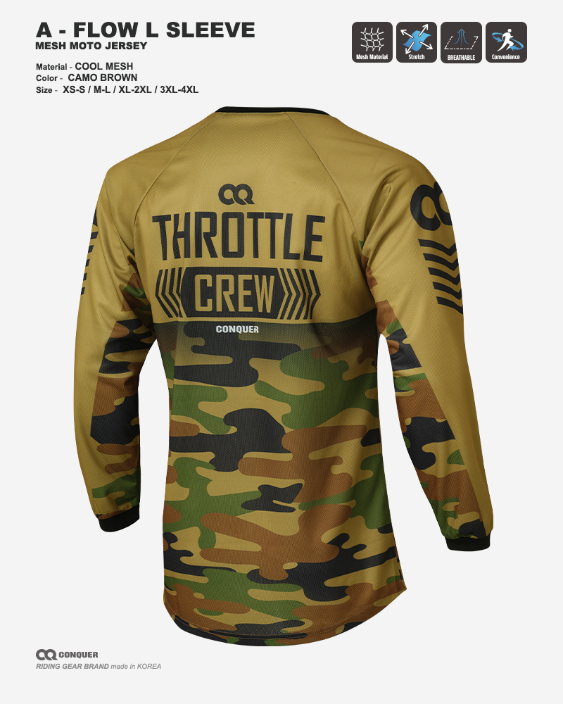 CQ A-FLOW MOTO JERSEY CAMO BROWN (컨쿼 에이플로우 모토 져지 카모 브라운)