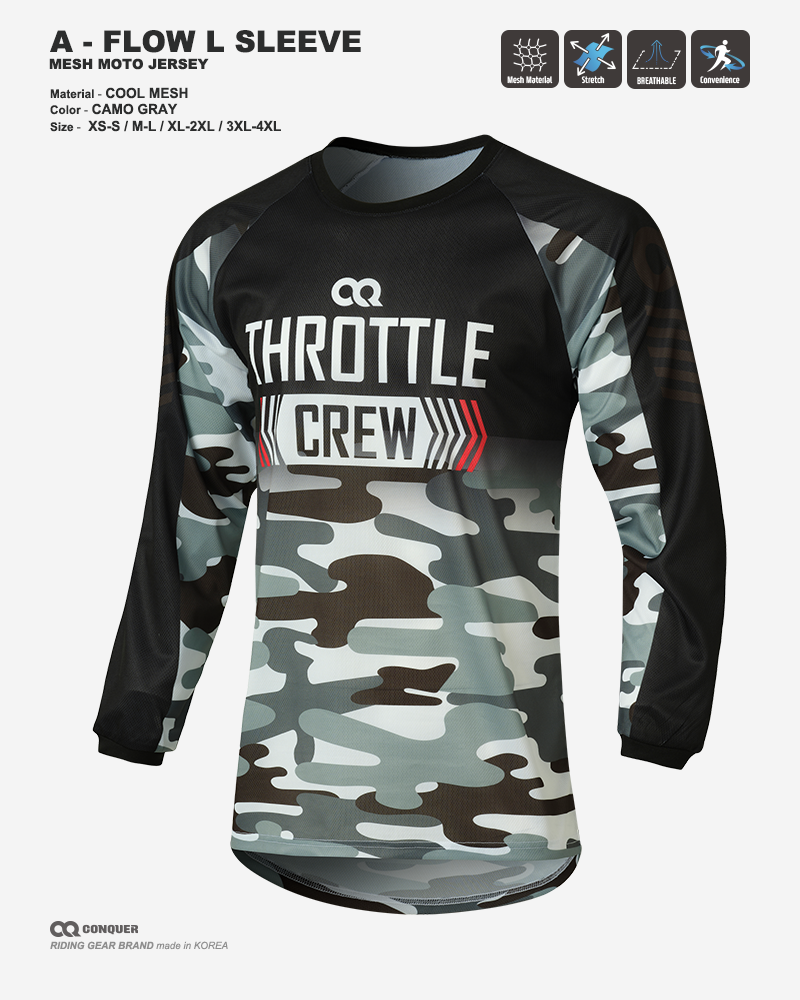 CQ A-FLOW MOTO JERSEY CAMO GRAY (컨쿼 에이플로우 모토 져지 카모 그레이)