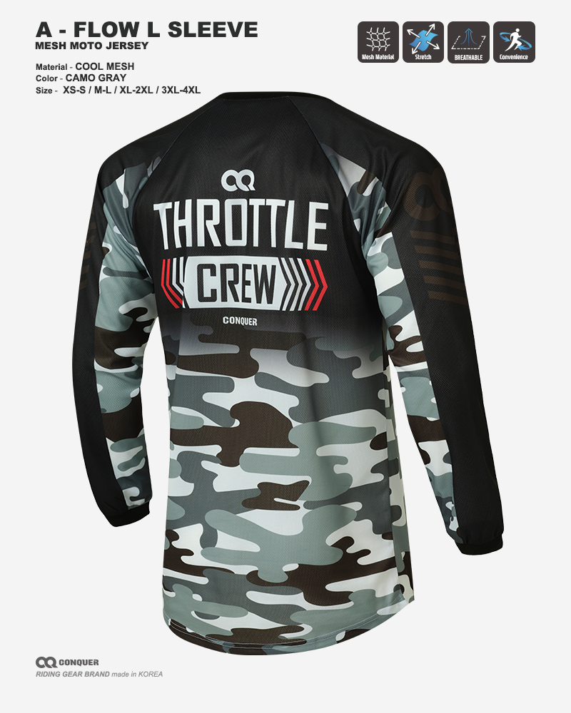 CQ A-FLOW MOTO JERSEY CAMO GRAY (컨쿼 에이플로우 모토 져지 카모 그레이)