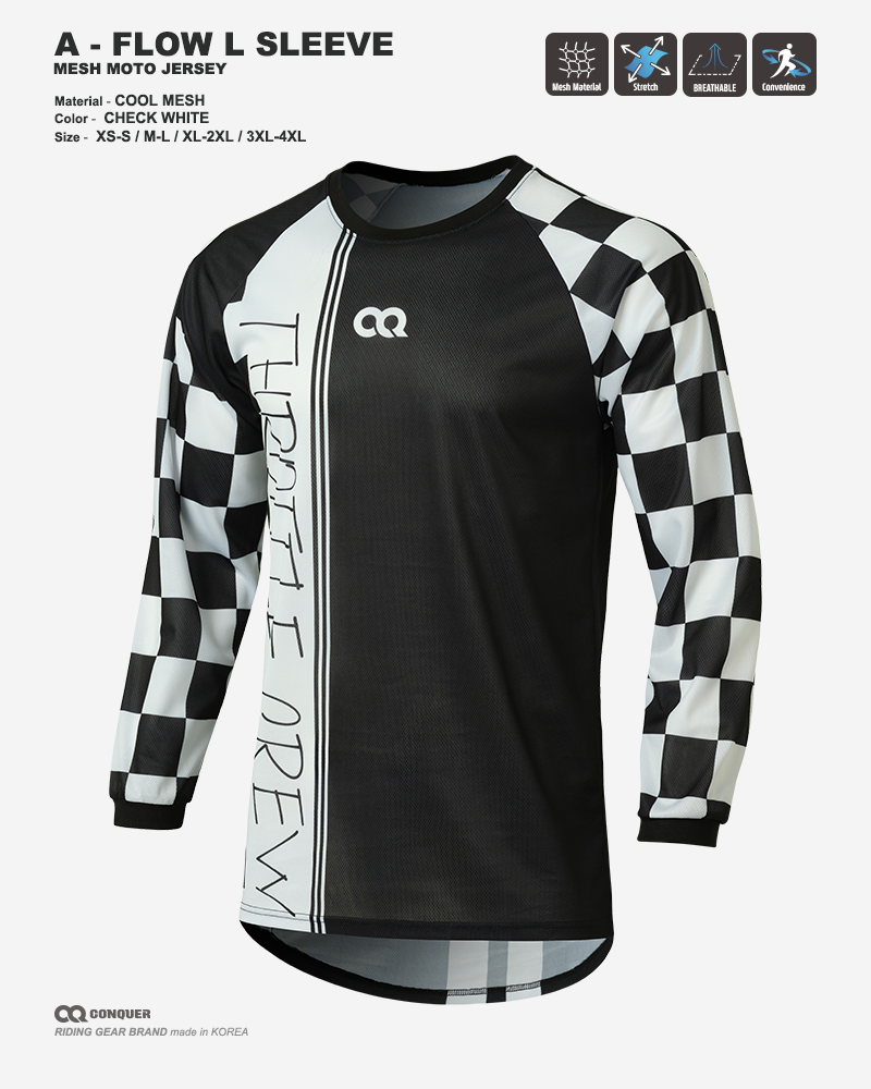 CQ A-FLOW MOTO JERSEY CHECK WHITE (컨쿼 에이플로우 모토 져지 체크 화이트)