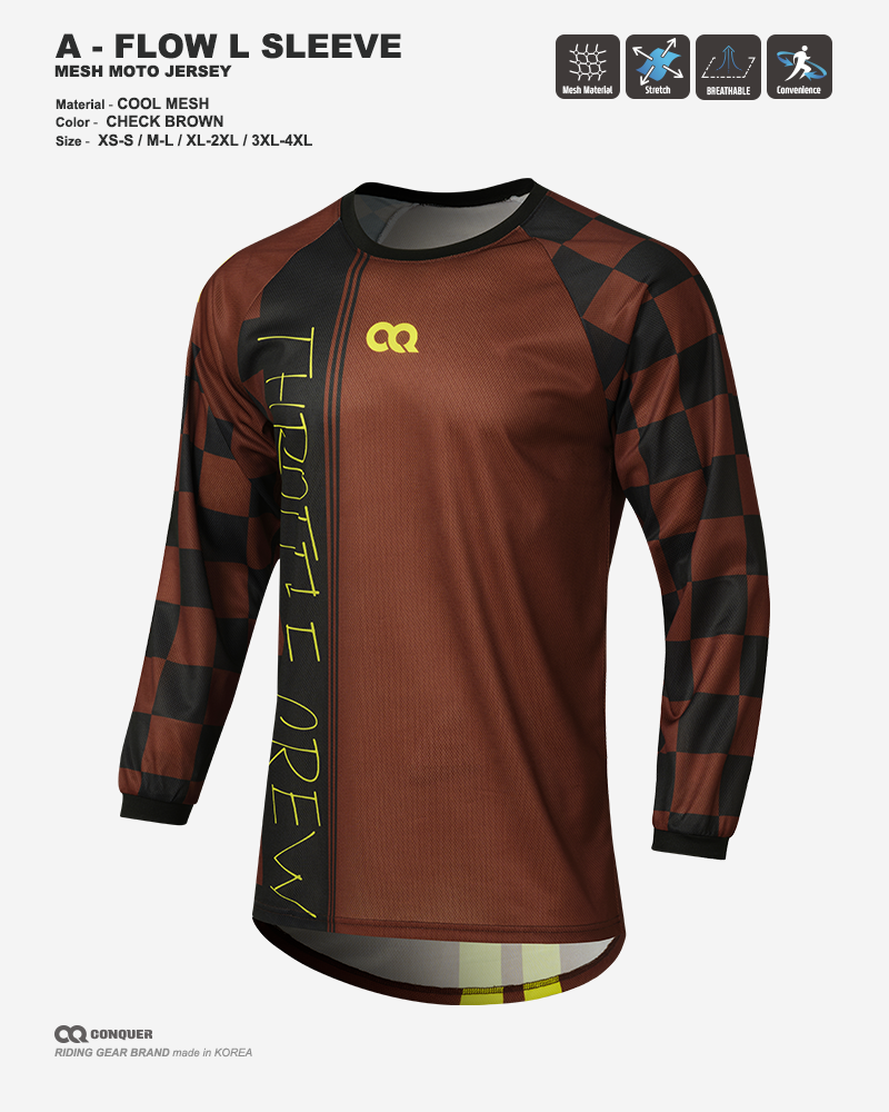 CQ A-FLOW MOTO JERSEY CHECK BROWN (컨쿼 에이 플로우 모토 져지 체크 브라운)