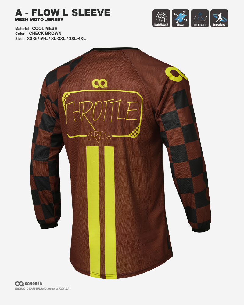 CQ A-FLOW MOTO JERSEY CHECK BROWN (컨쿼 에이 플로우 모토 져지 체크 브라운)
