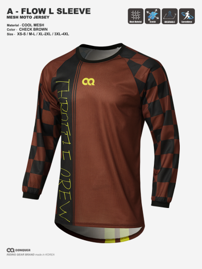 CQ A-FLOW MOTO JERSEY CHECK BROWN (컨쿼 에이 플로우 모토 져지 체크 브라운)