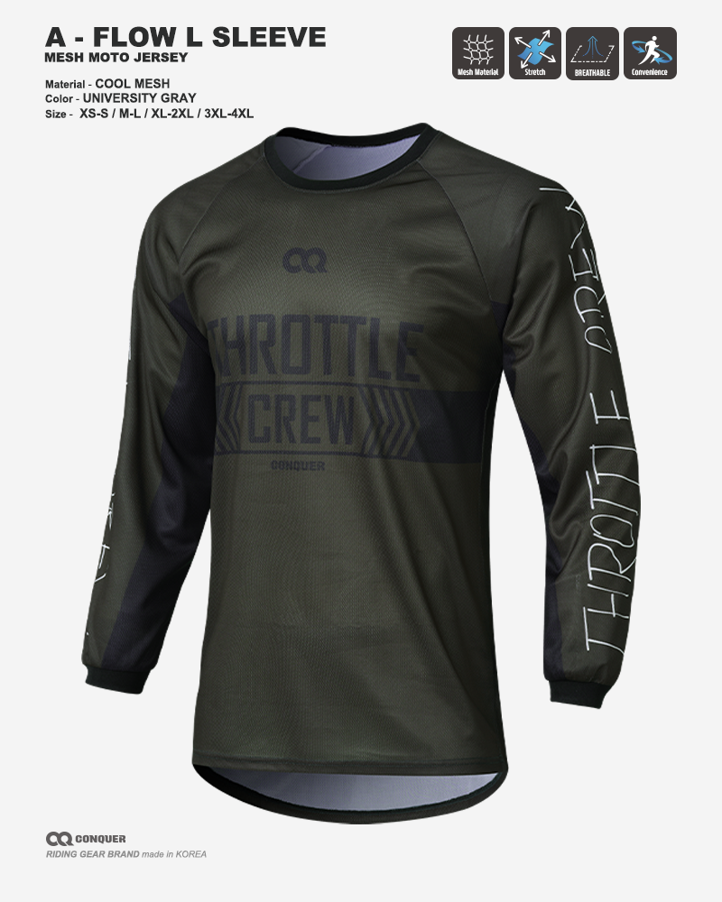 CQ A-FLOW MOTO JERSEY UNIVERSITY GRAY (컨쿼 에이 플로우 모토 져지 유니버시티 그레이)