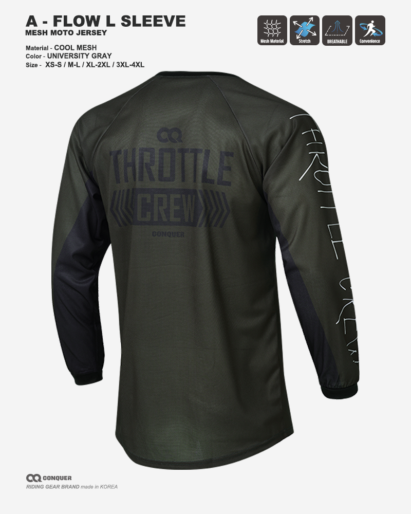 CQ A-FLOW MOTO JERSEY UNIVERSITY GRAY (컨쿼 에이 플로우 모토 져지 유니버시티 그레이)