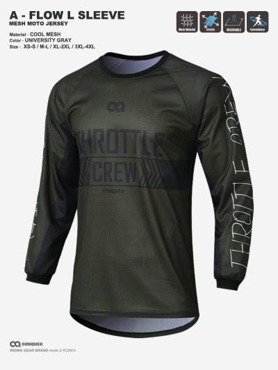 CQ A-FLOW MOTO JERSEY UNIVERSITY GRAY (컨쿼 에이 플로우 모토 져지 유니버시티 그레이)