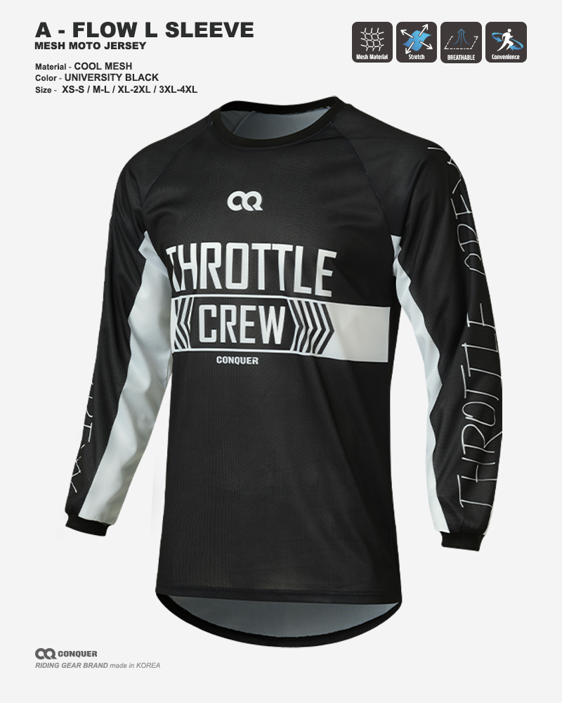CQ A-FLOW MOTO JERSEY UNIVERSITY BLACK (컨쿼 에이 플로우 모토 져지 유니버시티 블랙)