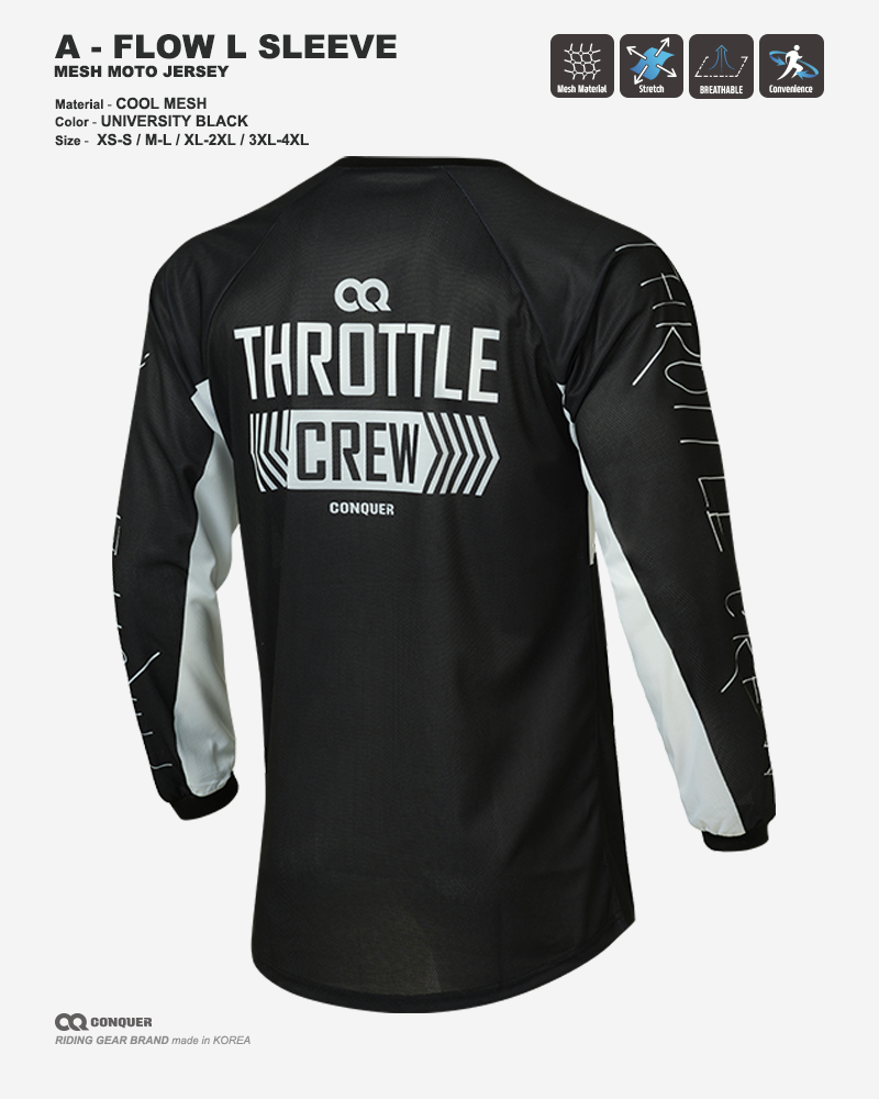 CQ A-FLOW MOTO JERSEY UNIVERSITY BLACK (컨쿼 에이 플로우 모토 져지 유니버시티 블랙)