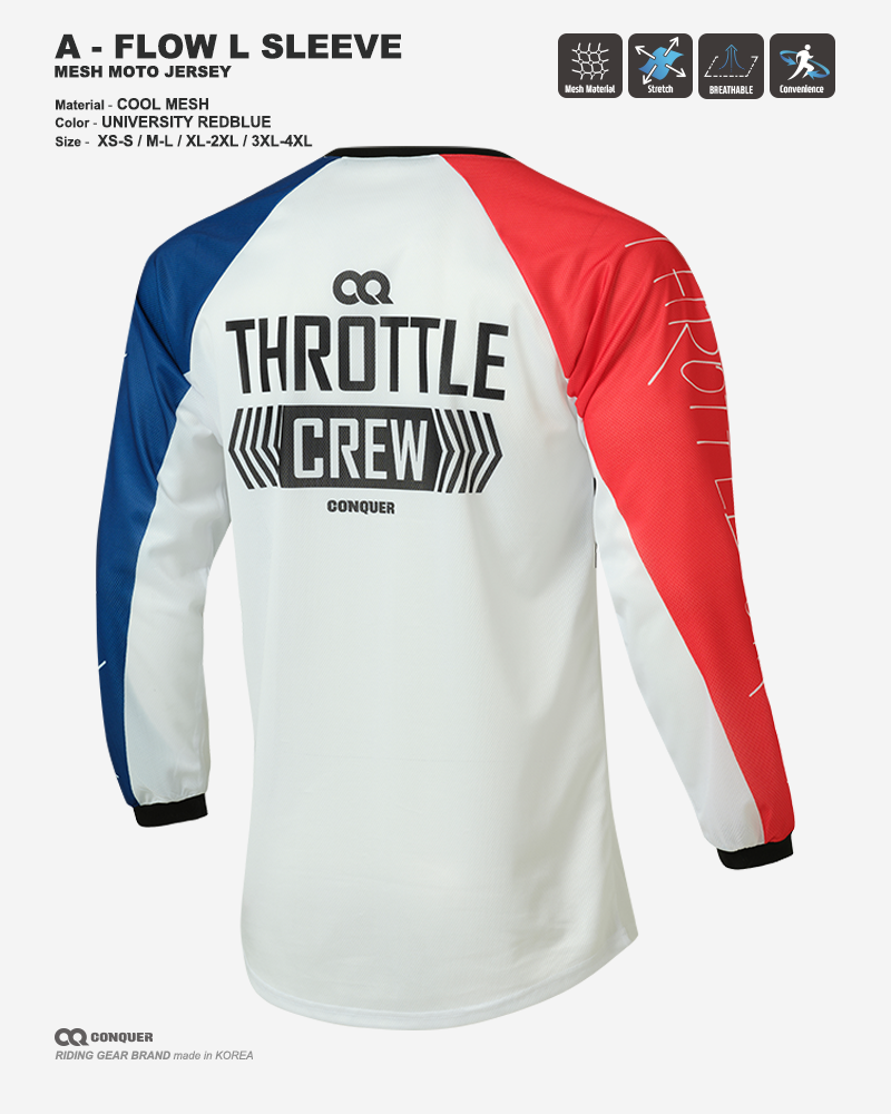 CQ A-FLOW MOTO JERSEY UNIVERSITY REDBLUE (컨쿼 에이 플로우 모토 져지 유니버시티 레드 블루)