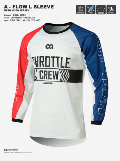 CQ A-FLOW MOTO JERSEY UNIVERSITY REDBLUE (컨쿼 에이 플로우 모토 져지 유니버시티 레드 블루)