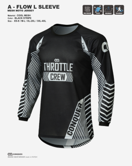 CQ A-FLOW MOTO JERSEY BLACK STRIPE (컨쿼 에이 플로우 모토 져지 블랙 스트라이프)