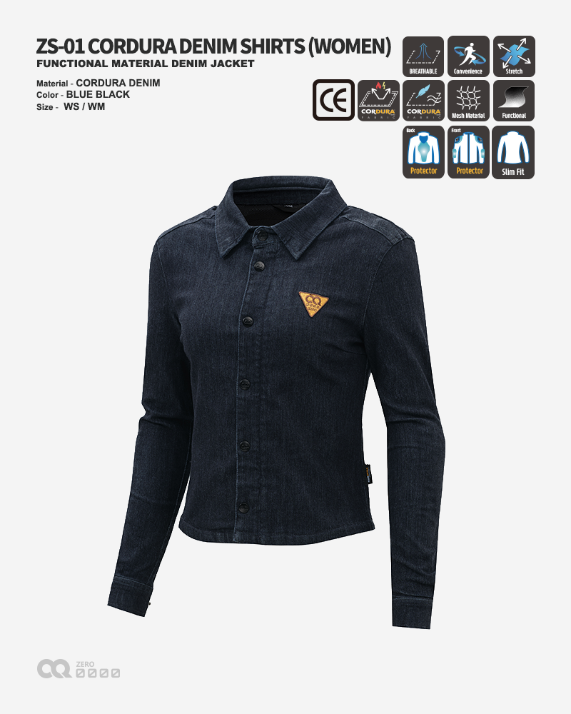 CQ ZERO ZS-01 CORDURA DENIM SHIRTS WOMEN 코듀라 데님 셔츠 여성용